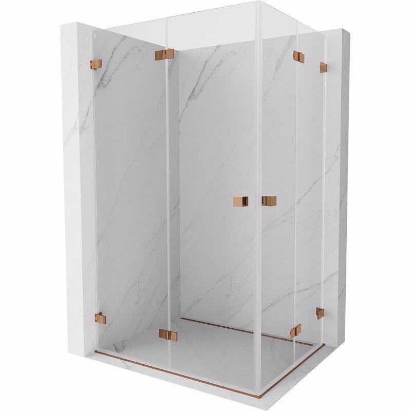 MEXEN/S - Lunar-F Duo sprchovací kút skladacie dvere 90 x 85, transparent, ružové zlato 836-090L-085P-60-00