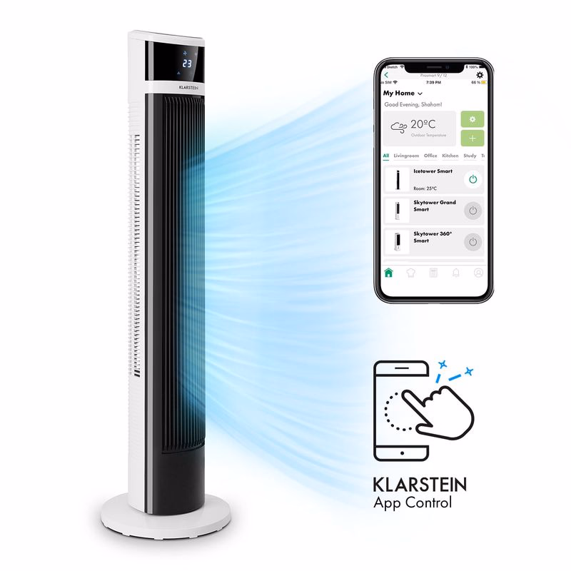 Klarstein Icetower Smart, stĺpový ventilátor, 45 wattov, ovládanie cez aplikáciu