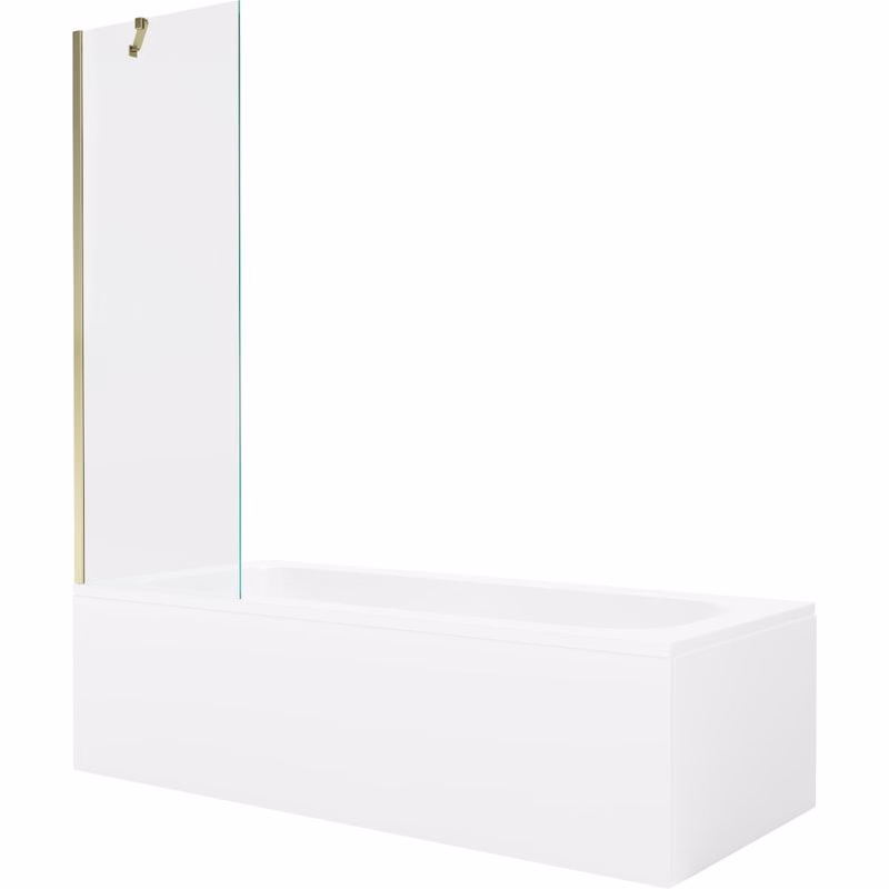 MEXEN/S - Vega obdĺžniková vaňa 160 x 70 cm s panelom + vaňová zástena 60, transparent, zlatá 550116070X9506000050