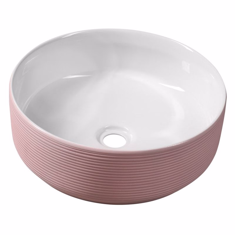 SAPHO - ARDEA keramické umývadlo na dosku, priemer 41cm, biela/ružová AR041