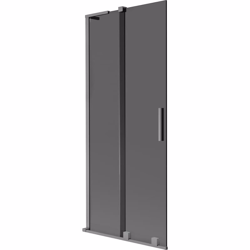 MEXEN/S - Velar L dvojkrídlová posuvná vaňová zástena 80 x 150, grafit, grafit metal 896-080-003-41-95
