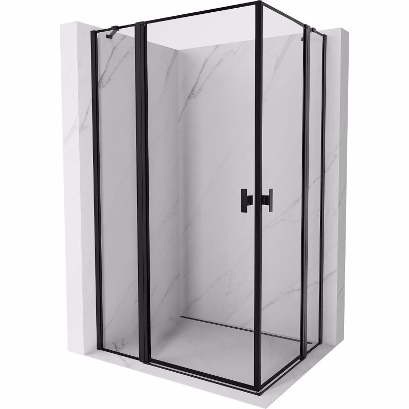 MEXEN/S - Mist Duo sprchovací kút dvere krídlové 100 x 95, čierny okraj, čierna 8A4-100L-095P-70-70