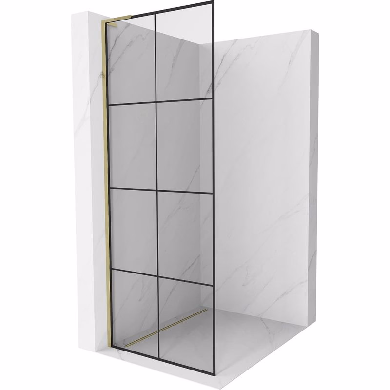 MEXEN/S - Kyoto L Sprchová zástena WALK-IN 70 x 200, čierny vzor, zlato 800-070-103-50-77