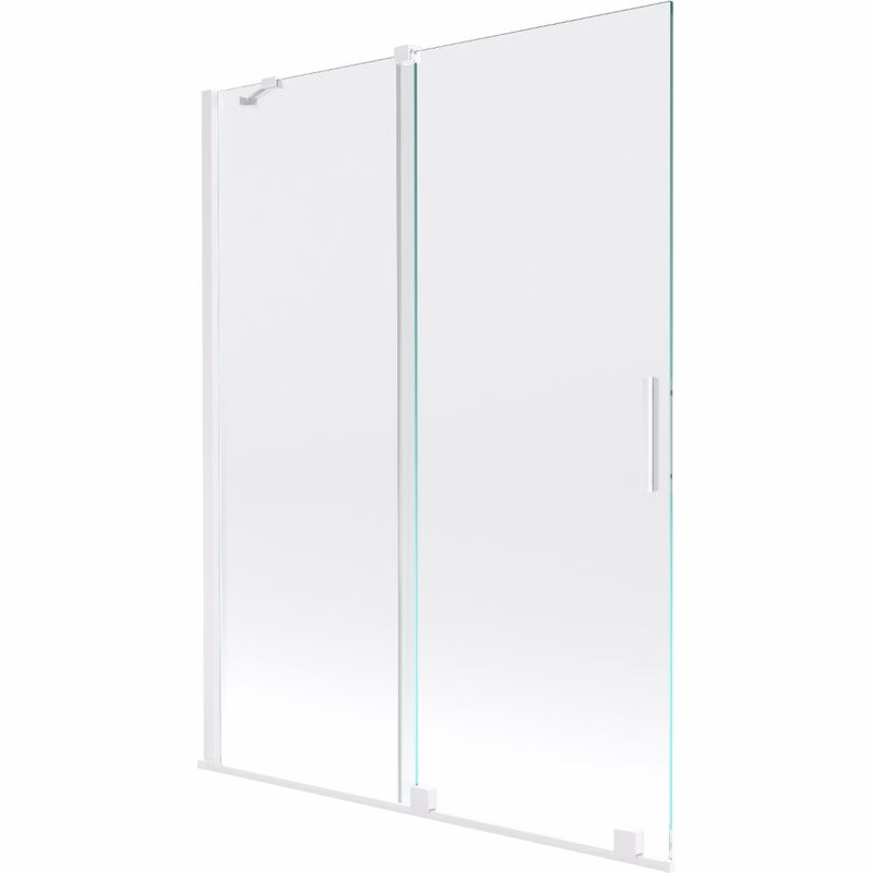 MEXEN/S - Velar Dvojkrídlová posuvná vaňová zástena 130 x 150, transparent, biela 896-130-000-01-20