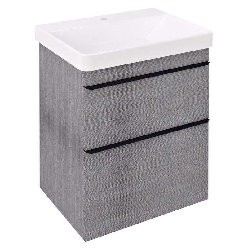 SAPHO - SITIA umývadlová skrinka 56,4x70x44,2cm, 2x zásuvka, dub strieborný SI060-1111