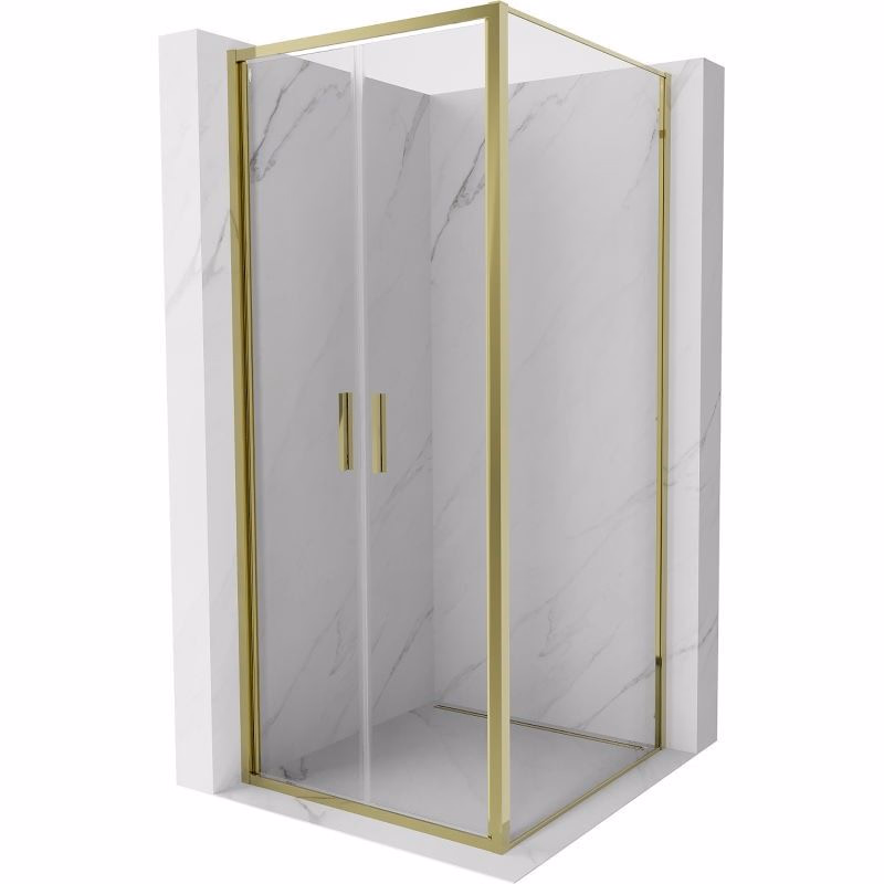 MEXEN/S - Exo sprchovací kút dvere krídlové 90 x 90, transparent, zlato 814-090-090-50-00