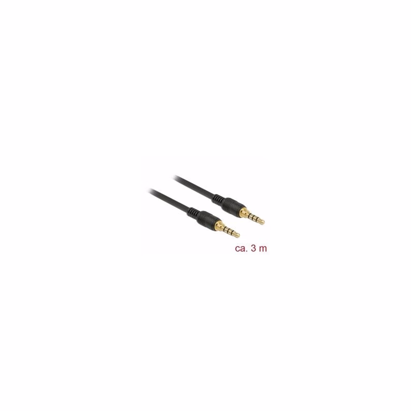 Delock Kábel Stereo Jack 3,5 mm 4 pin samec > samec 3 m čierny