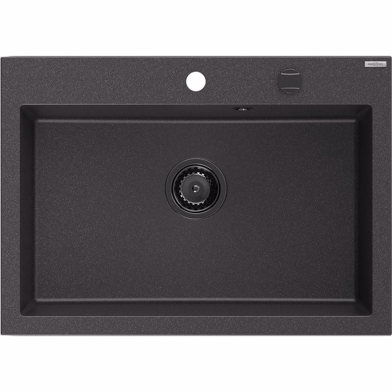 MEXEN/S MEXEN/S - Elix granitový drez 1-miska 700 x 500 mm, čierna kropenatá, sifón čierna 6526701005-76-B