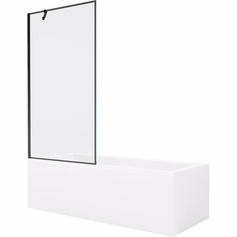 MEXEN/S - Cubik obdĺžniková vaňa 160 x 70 cm s panelom + vaňová zástena 90, čierna vzor 550316070X9509007070