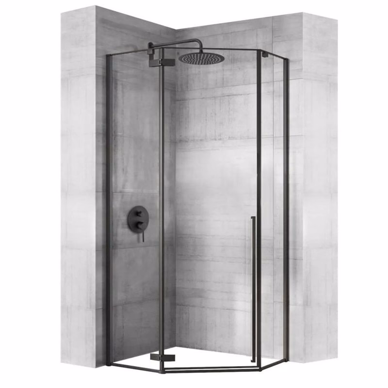 REA - Sprchovací kút Diamond 100x100 čierny matný REA-K5623