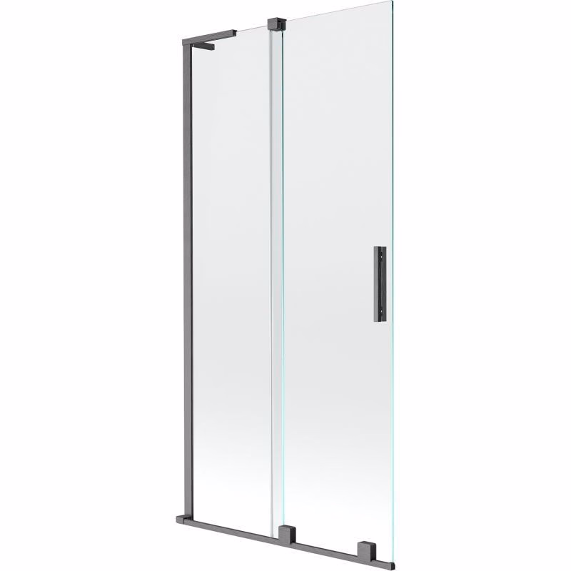 MEXEN/S - Velar L dvojkrídlová posuvná vaňová zástena 90 x 150, transparent, grafit kartáčovaná 896-090-003-01-66