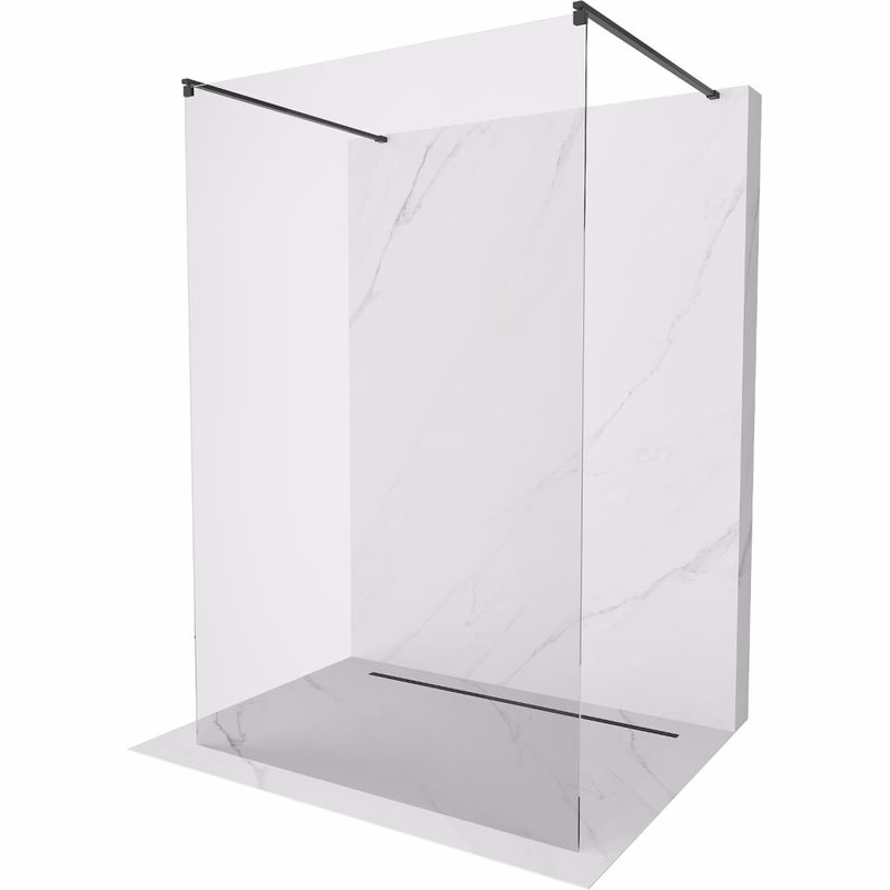 MEXEN/S - Kioto Sprchová zástena WALK-IN voľne stojaca 105 x 200, transparent 8 mm, čierna 800-105-002-70-00