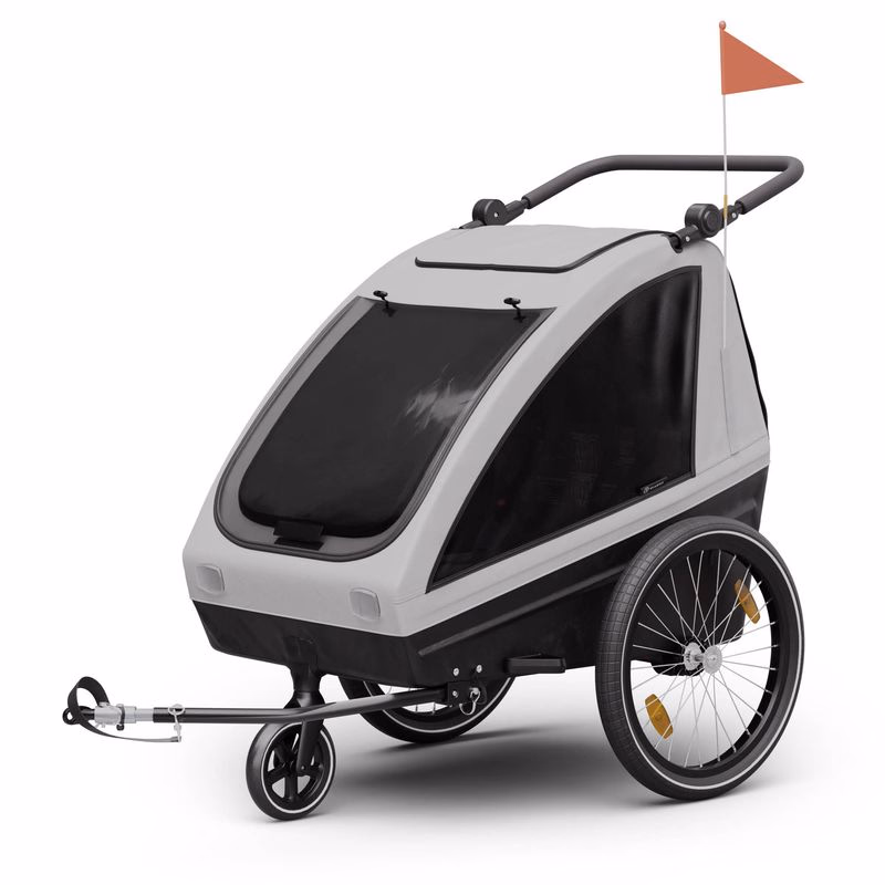 KLARFIT GoKiddo, príves na bicykel, príves/kočík, skladací, integrované brzdy, rastúci, pre 2 deti