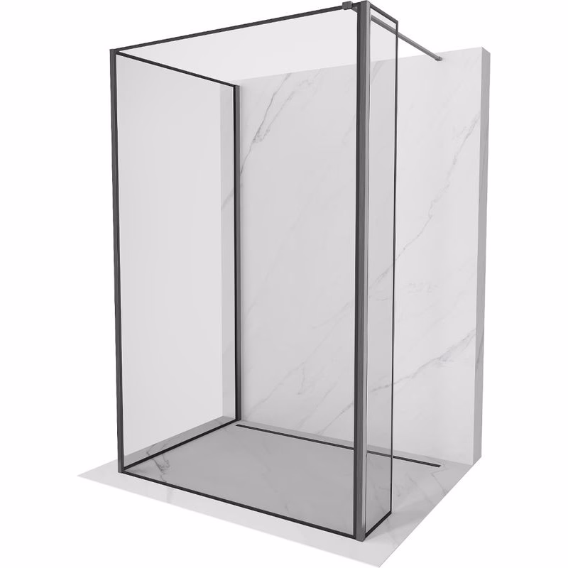 MEXEN/S - Kyoto Sprchová zástena WALK-IN 100 x 80 x 30, čierny vzor, grafit kartáčovaná 800-100-080-221-66-70-030