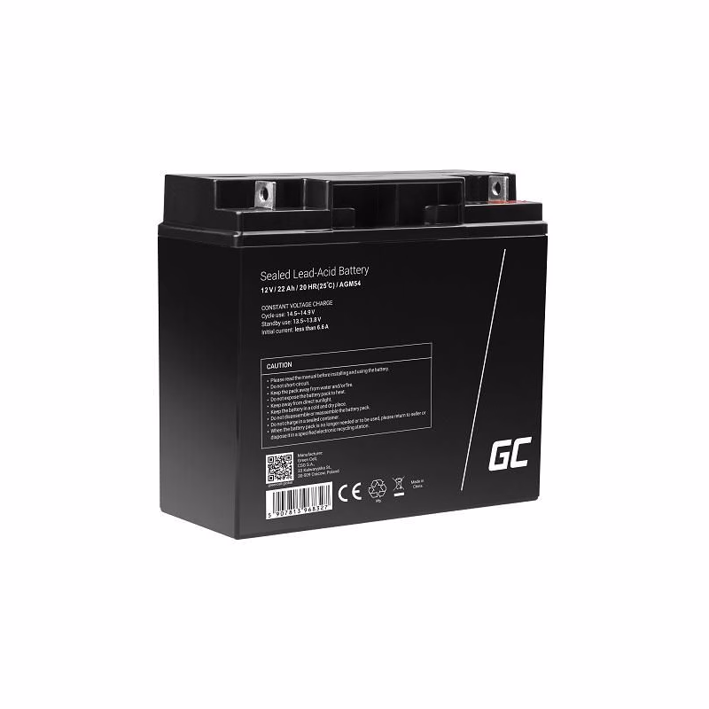 Green Cell AGM VRLA 12V 22Ah maintenance-free battery pre lode, scooters, toys, wheelchairs