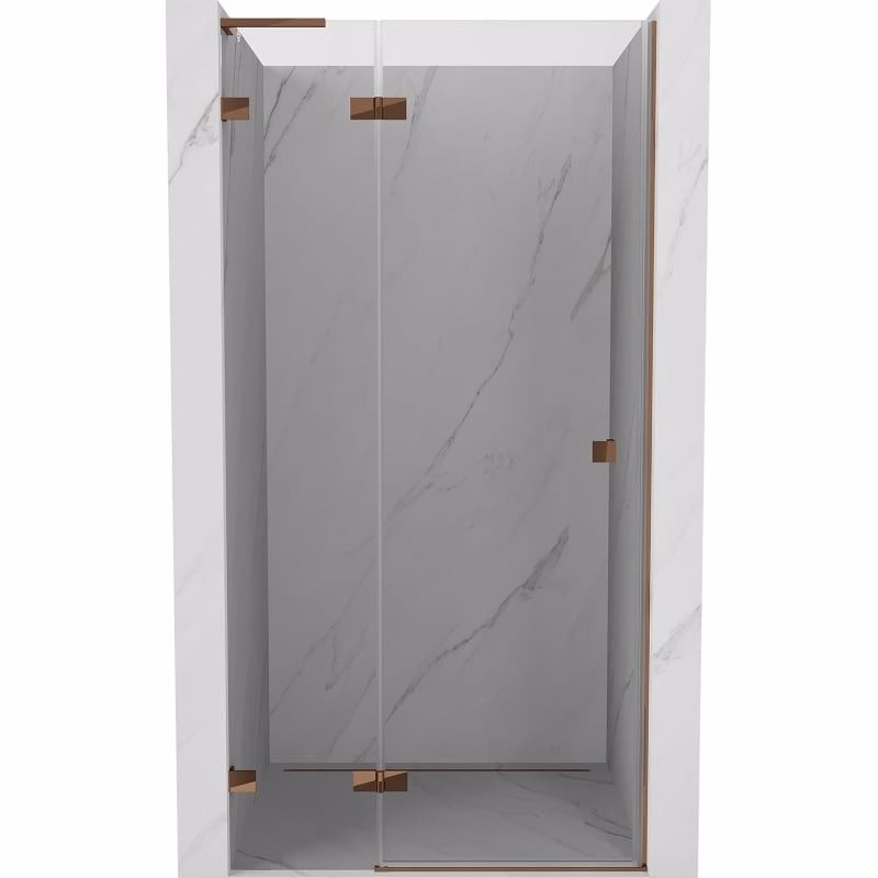 MEXEN/S - Lunar L sprchové dvere krídlové ľavé 85, transparent, ružové zlato 834L-085-000-60-00-L