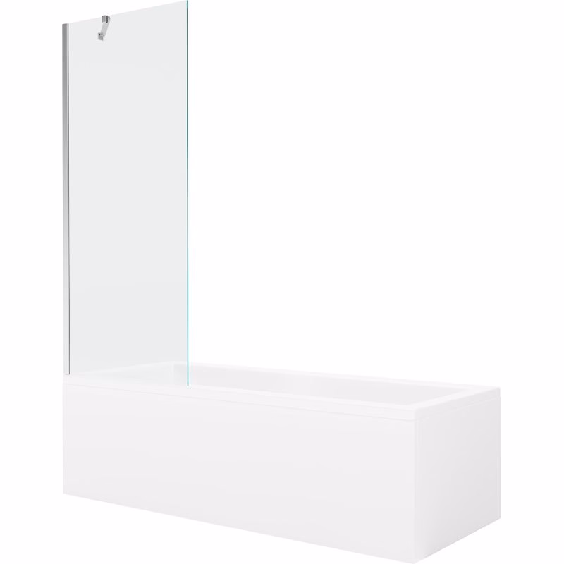 MEXEN/S - Cubik obdĺžniková vaňa 160 x 70 cm s panelom + vaňová zástena 70, transparent, chróm 550316070X9507000001
