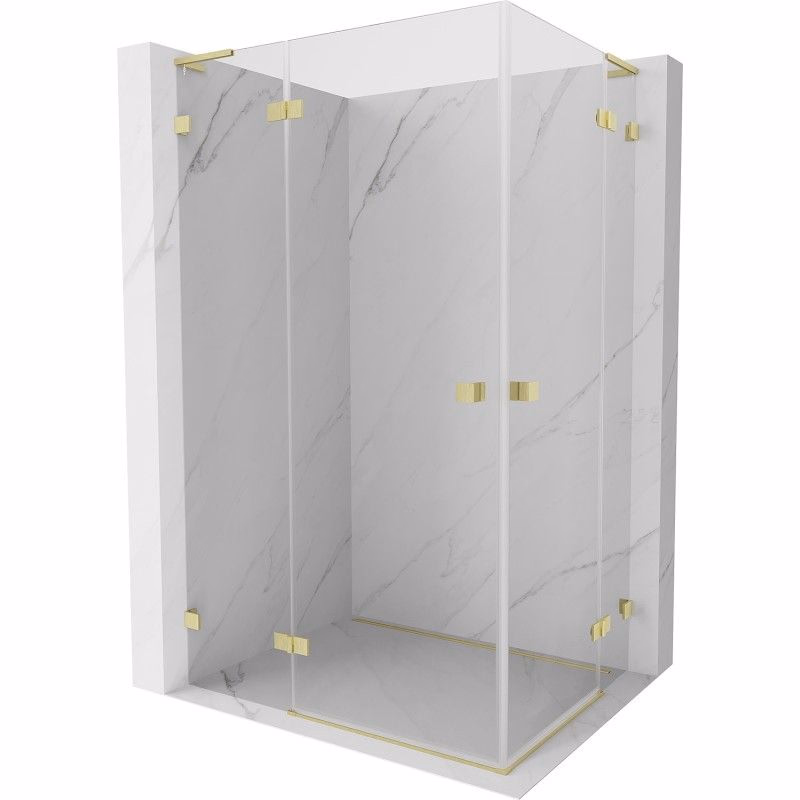 MEXEN/S - Lunar L Duo sprchovací kút dvere krídlové 120 x 90, transparent, zlato kartáčovaná 834L-120L-090P-55-00
