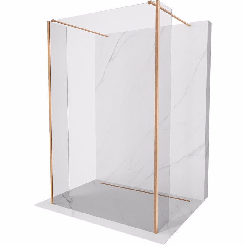 MEXEN/S - Kioto Sprchová zástena WALK-IN voľne stojaca 90 x 30 x 30, transparent, meď kartáčovaná 800-090-030-222-65-00-030