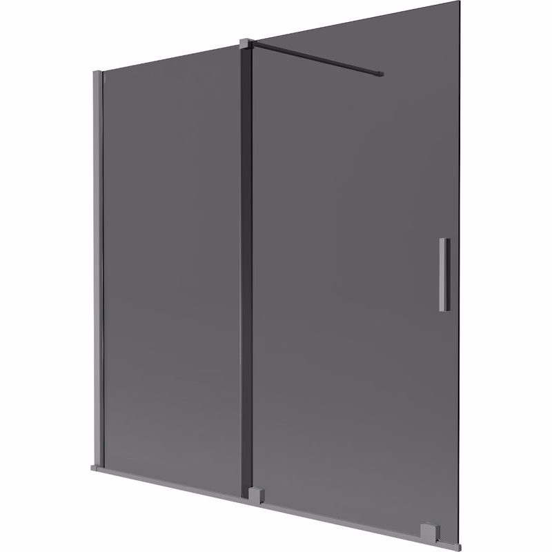 MEXEN/S - Velár dvojkrídlová posuvná vaňová zástena 160 x 150, grafit, grafit metal 896-160-000-41-95