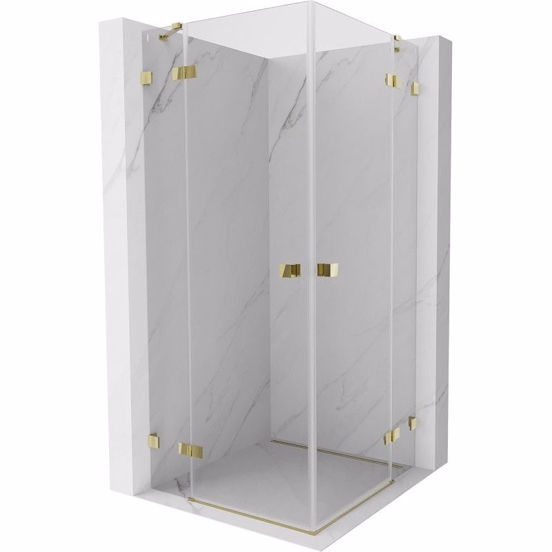 MEXEN/S - Lunar Duo sprchovací kút dvere krídlové 85 x 85, transparent, zlato 834-085L-085P-50-00