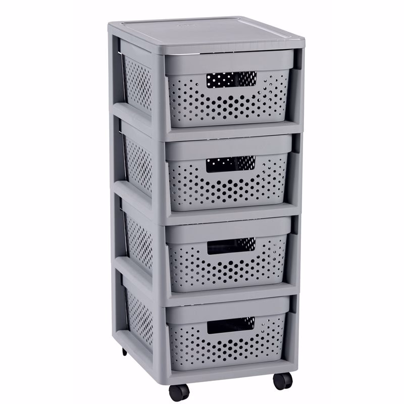 CURVER Zásuvkový regál INFINITY DOTS 4x11L | sivá