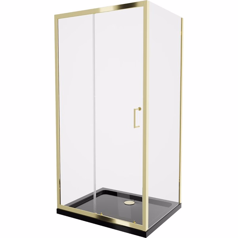 MEXEN/S - Apia Sprchovací kút 90x70, transparent, zlato + vanička so sifónom 840-090-070-50-00-4070G