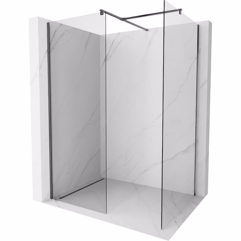 MEXEN/S - Kyoto Sprchová zástena WALK-IN 125 x 110, transparent, grafit kartáčovaná 800-125-202-66-00-110