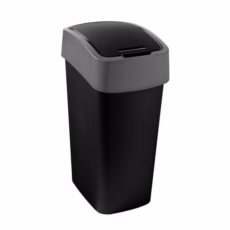 CURVER Odpadkový kôš FLIP BIN 45l | čierna / strieborná
