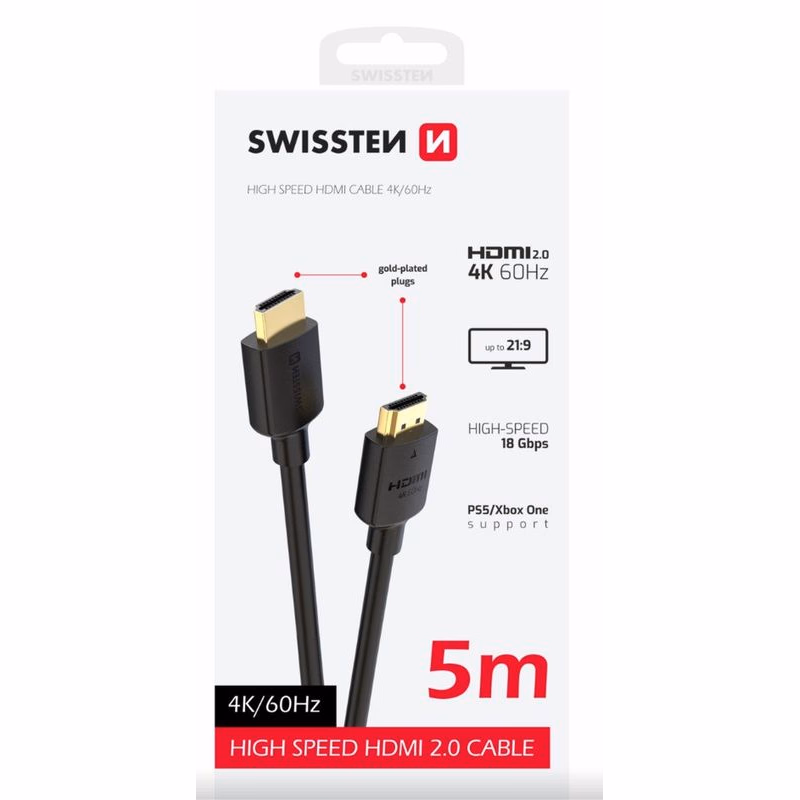 SWISSTEN KÁBEL HDMI NA HDMI 4K 60Hz 5,0 M PVC