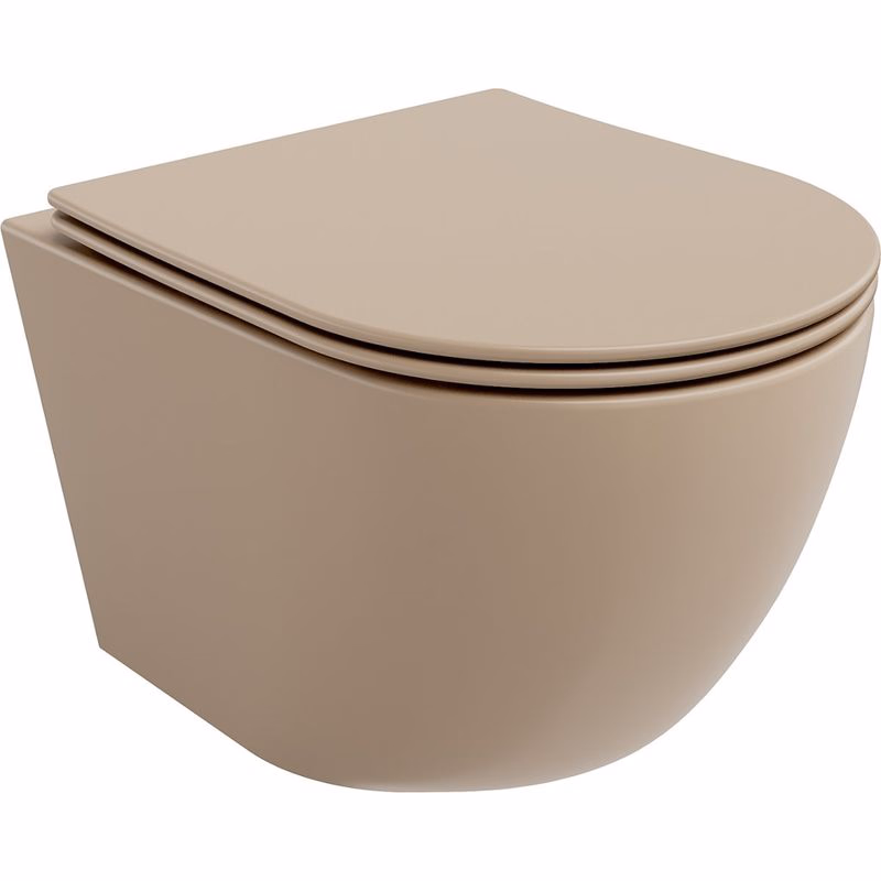 MEXEN - Lena Závesná WC misa Rimless vrátane sedátka s slow, Duroplast, cappuccino mat 30224064