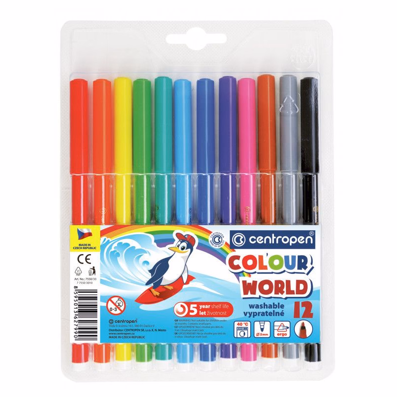 Popisovač Centropen 7550/12 12 farieb valcový hrot 1mm