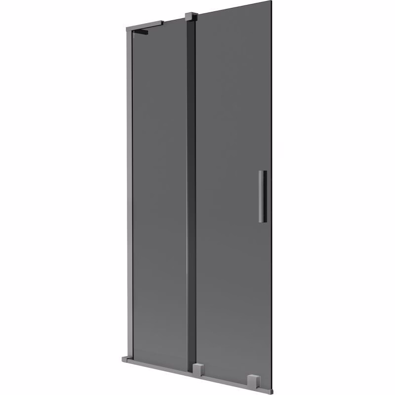 MEXEN/S - Velar L dvojkrídlová posuvná vaňová zástena 95 x 150, grafit, grafit metal 896-095-003-41-95