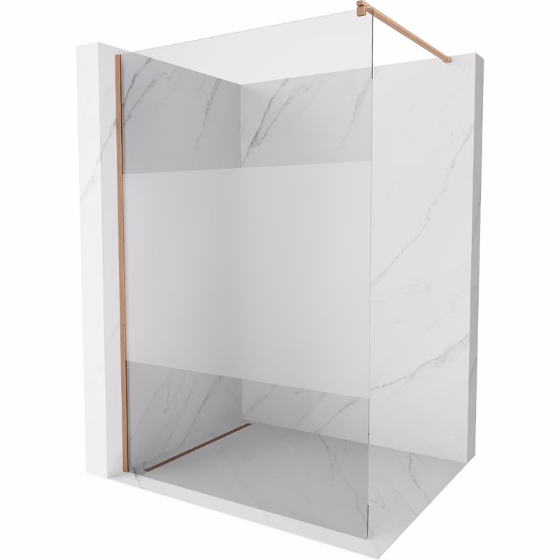 MEXEN/S - Kioto Sprchová zástena WALK-IN 70 x 200, transparent/dekor 8 mm, meď kartáčovaná 800-070-101-65-35