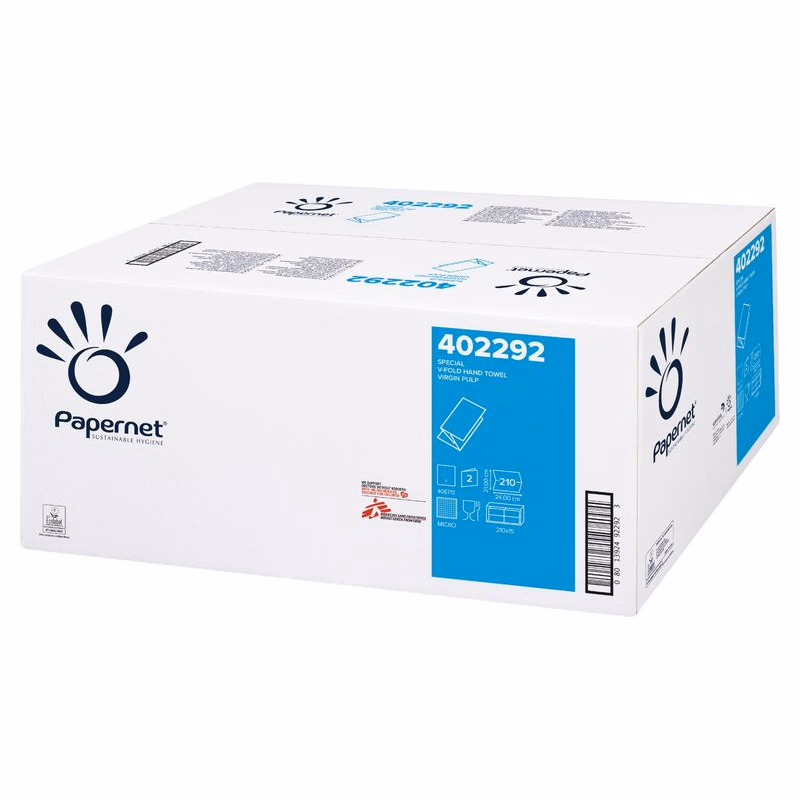 PAPERNET papierový uterák skladu V, 2-vrstvový, 100% celulóza, biely 3150 ks
