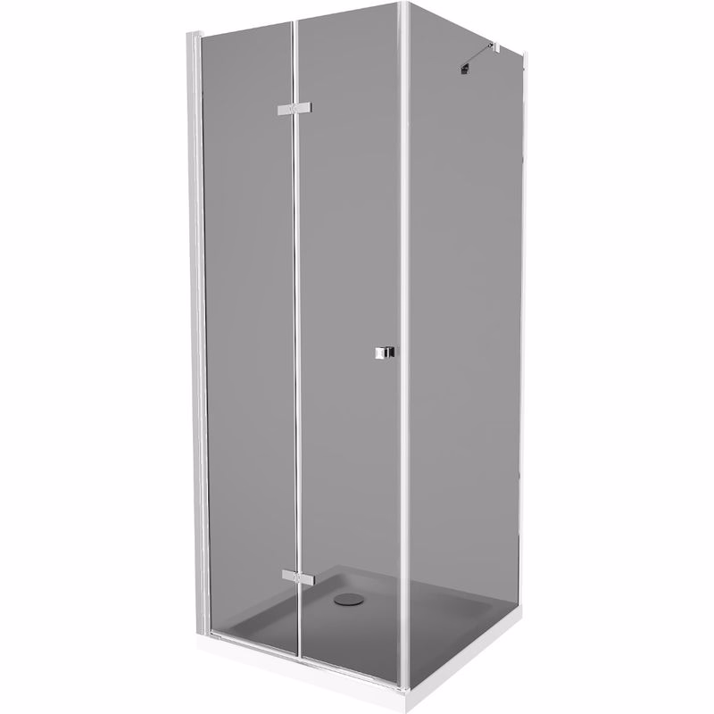 MEXEN/S - Lima sprchovací kút 100x100, grafit, chróm + biela vanička so sifónom 856-100-100-01-40-4010