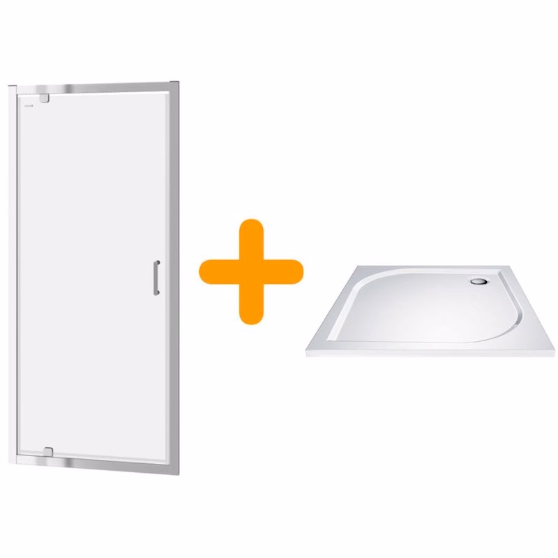 CERSANIT/S - SPRCHOVÉ DVERE 80 TRANSPARENT SKLO + vanička S154-005-SET1