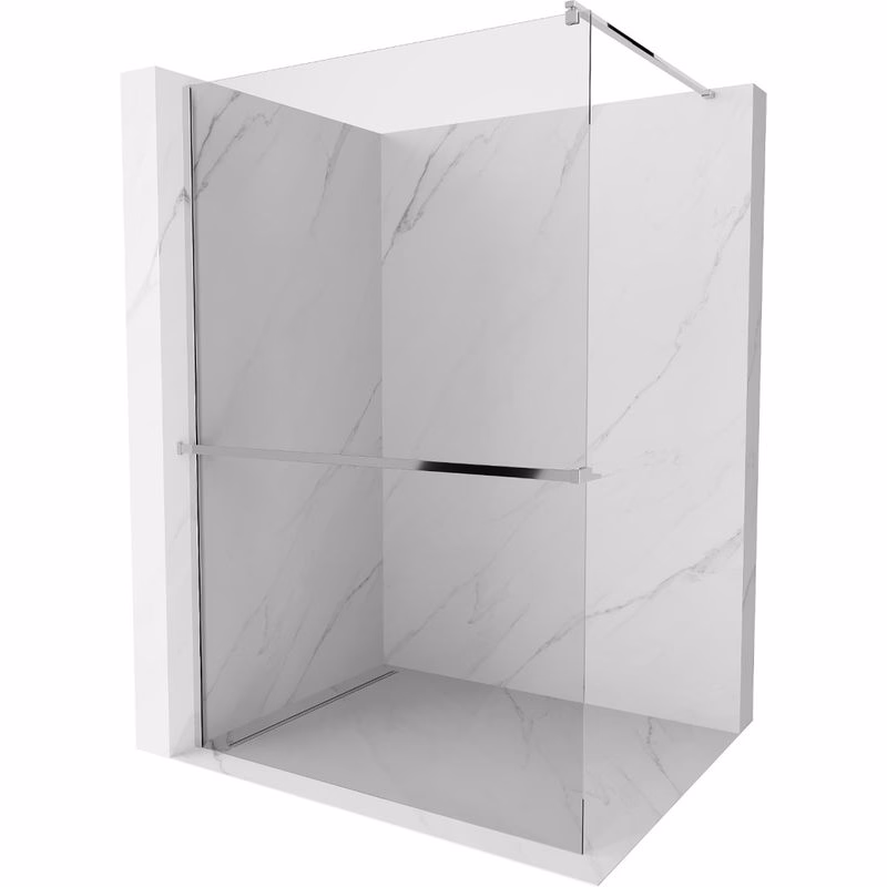 MEXEN/S - Kioto+ Sprchová zástena WALK-IN s poličkou a držiakom uterákov 85 x 200, transparent, chróm 800-085-121-01-00