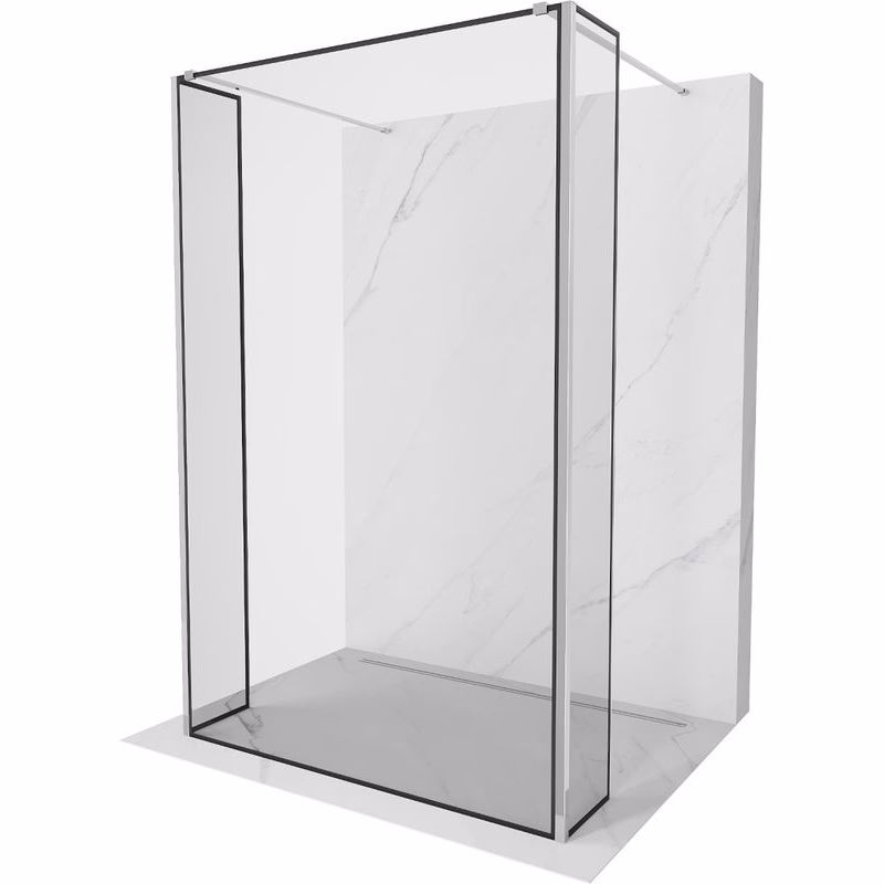 MEXEN/S - Kioto Sprchová zástena WALK-IN voľne stojaca 110 x 30 x 30, čierny vzor, chróm 800-110-030-222-01-70-030
