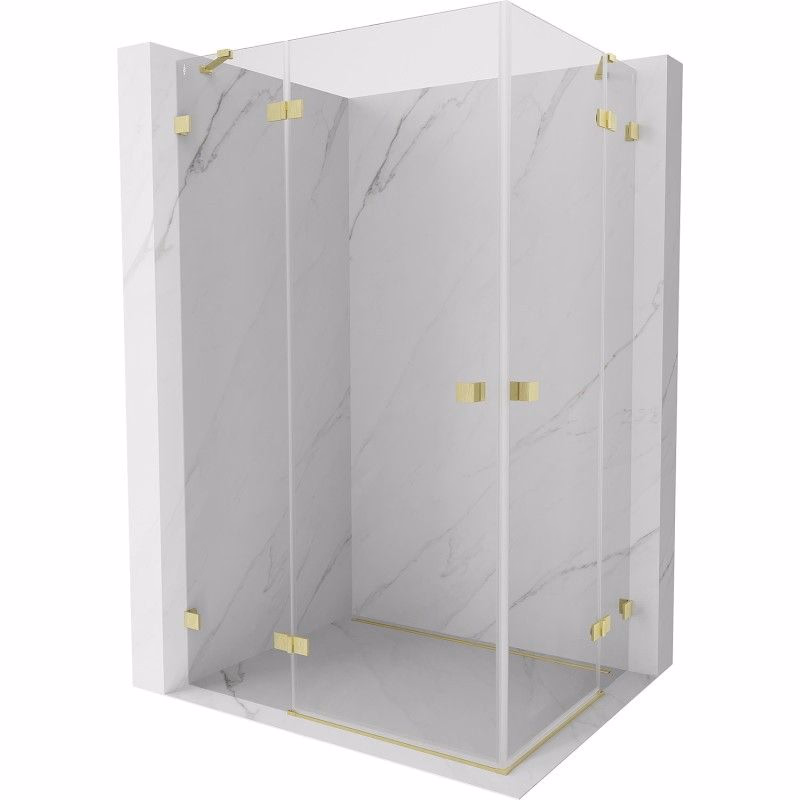 MEXEN/S - Lunar Duo sprchovací kút dvere krídlové 105 x 85, transparent, zlato kartáčovaná 834-105L-085P-55-00