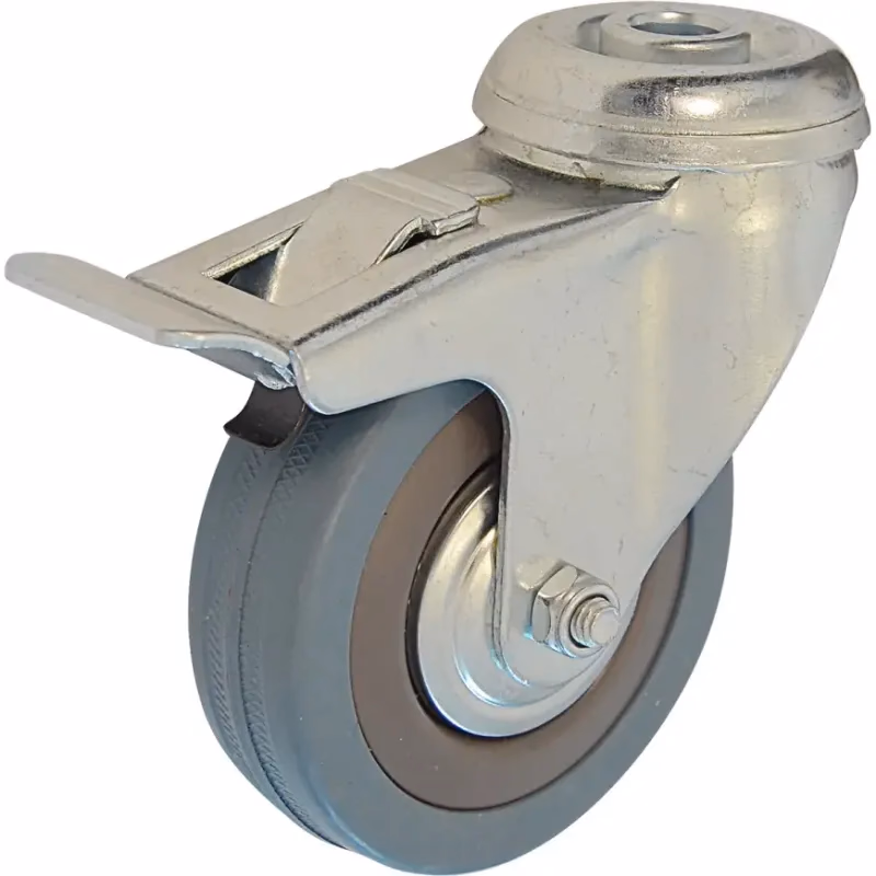 Otočné pojazdné koliesko s brzdou 50 mm/40 kg montážny otvor, sivá guma