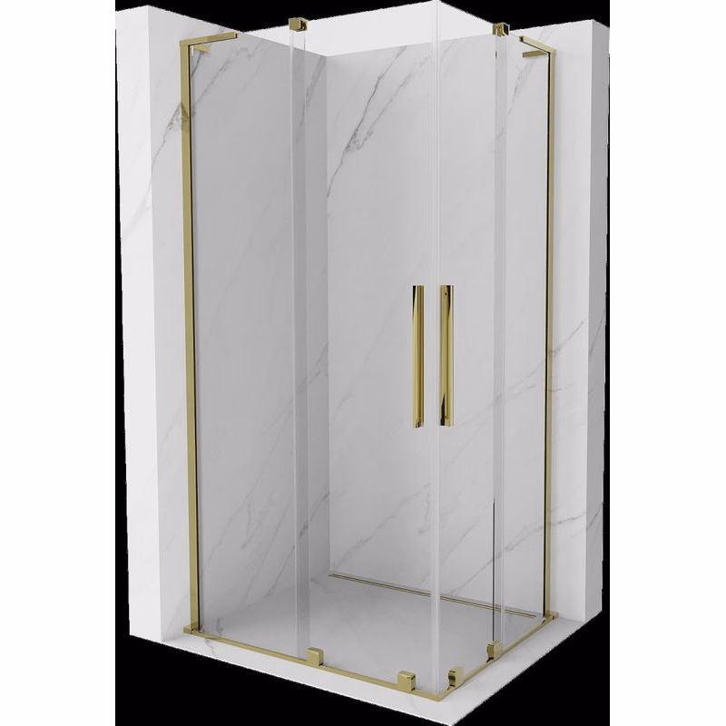 MEXEN/S - Velar L Duo sprchovací kút, posuvné dvere 90 x 80, transparent, zlato 871-090-080-02-03-50