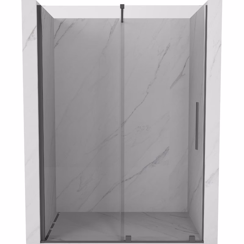 MEXEN/S - Velár posuvné sprchové dvere 140, transparent, grafit kartáčovaná 871-140-000-01-66