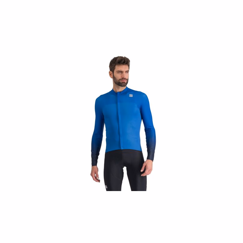 Pánsky cyklistický dres s dlhým rukávom SPORTFUL Bodyfit pro jersey, blue denim galaxy blue