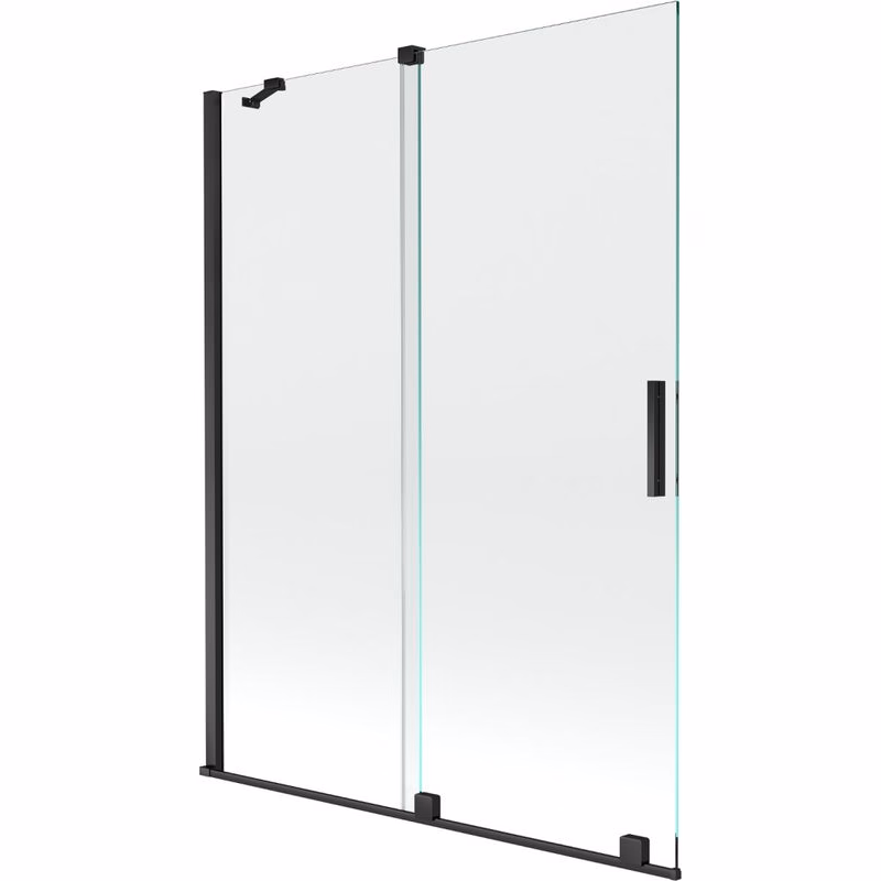 MEXEN/S - Velar Dvojkrídlová posuvná vaňová zástena 130 x 150, transparent, čierna 896-130-000-01-70