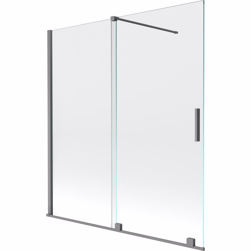 MEXEN/S - Velár dvojkrídlová posuvná vaňová zástena 150 x 150, transparent, grafit metal 896-150-000-01-95