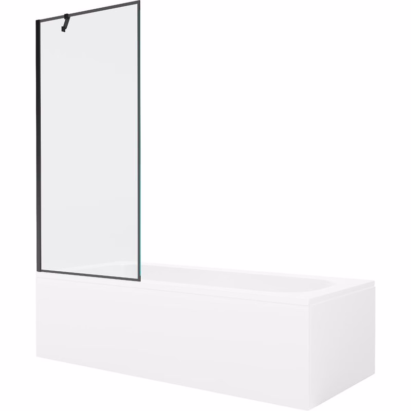 MEXEN/S - Vega obdĺžniková vaňa 180 x 80 cm s panelom + vaňová zástena 80, čierna vzor 550118080X9508007070