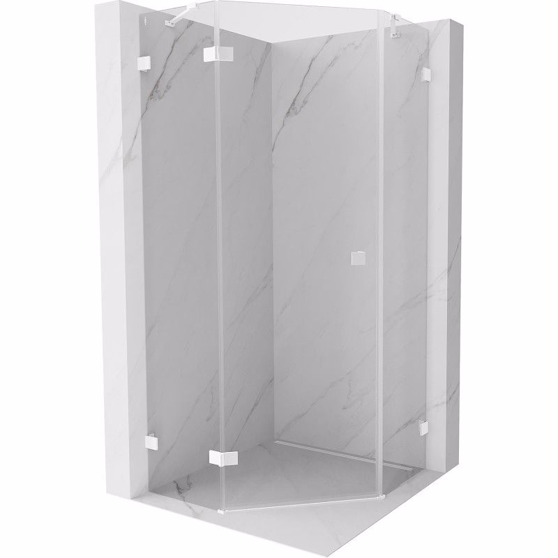 MEXEN/S - Lunar sprchovací kút päťboký krídlový ľavá 80 x 80, transparent, biela 831-080L-080P-20-00-L