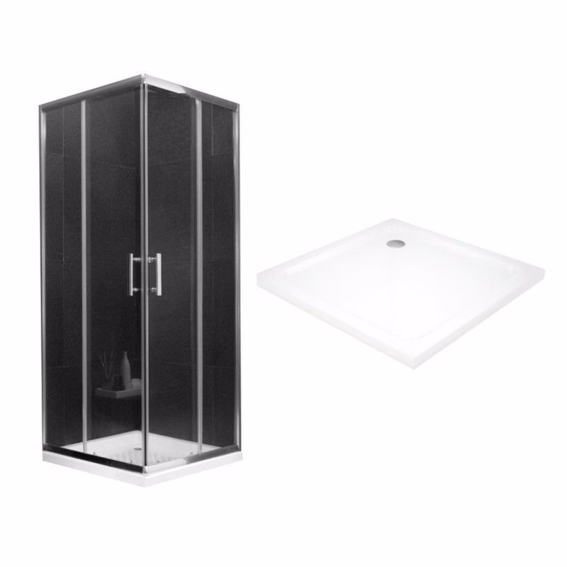MEXEN/S - Rio Sprchovací kút štvorcový 70x70, transparent, chrom + vanička so sifónom 860-070-070-01-00-4010