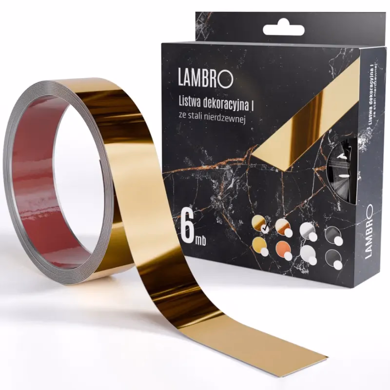 Samolepiaca dekoratívna lišta v rolke 3,8 cm zlatá 6 bm lesk